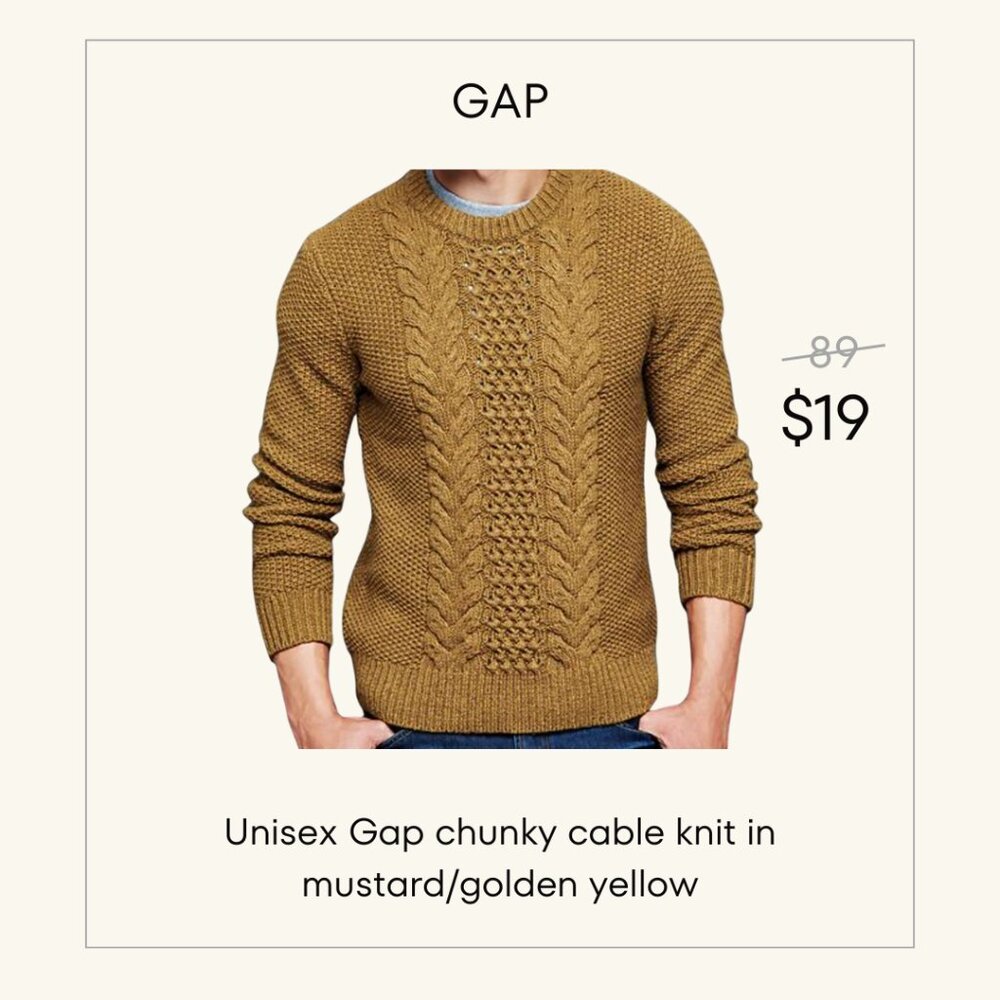 Gap Cable Knit Crewneck Sweater - Mustard